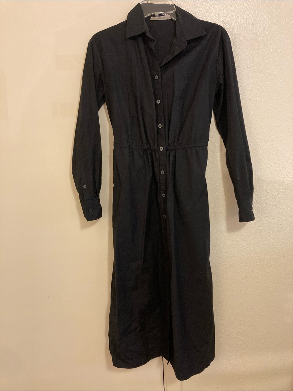 Everlane Classic Black Cotton Button-Down Shirtdress XXS